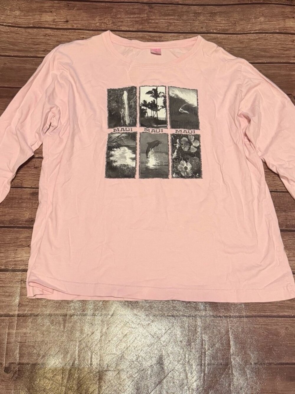 Women’s Pink Maui Long Sleeve Shirt Photo Graphics XL Hawaii